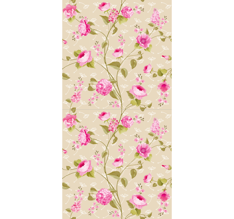 Wallpaper for dining area pink floral vine - TenStickers