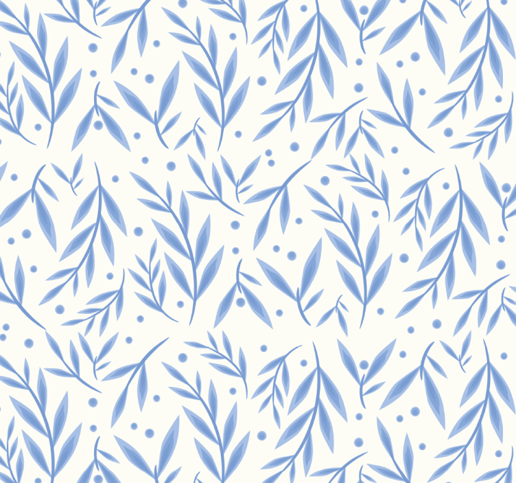 Bathroom wallpaper in blue and white design - TenStickers