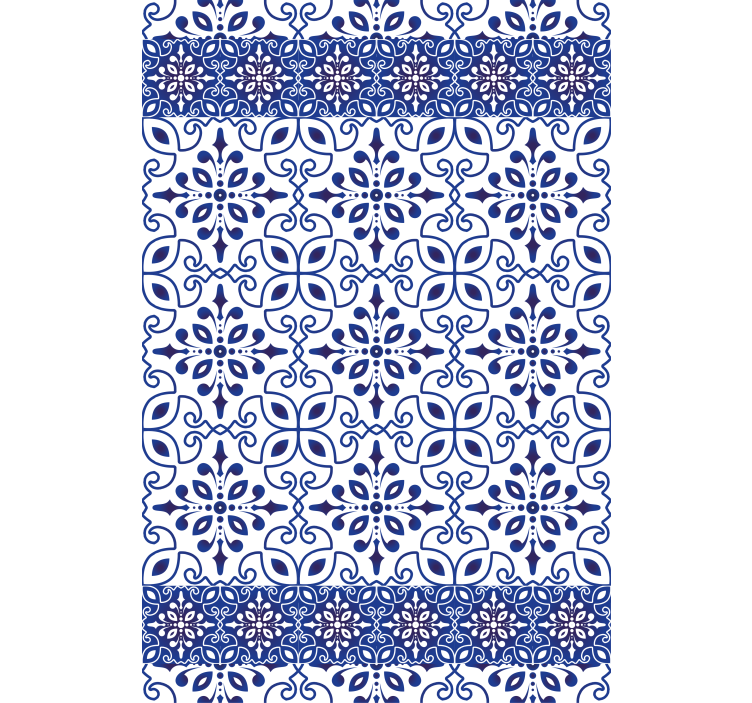 Bathroom wallpaper with ornate blue tiles - TenStickers
