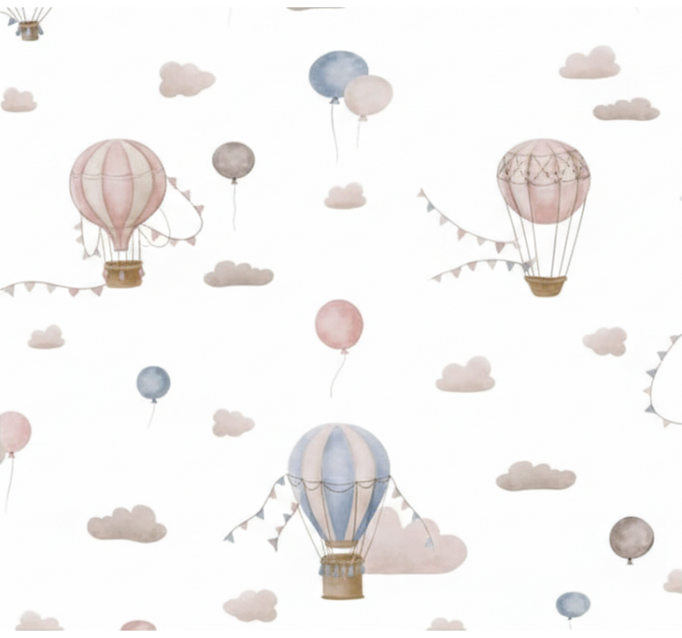 Living area wallpaper pastel hot air balloon - TenStickers