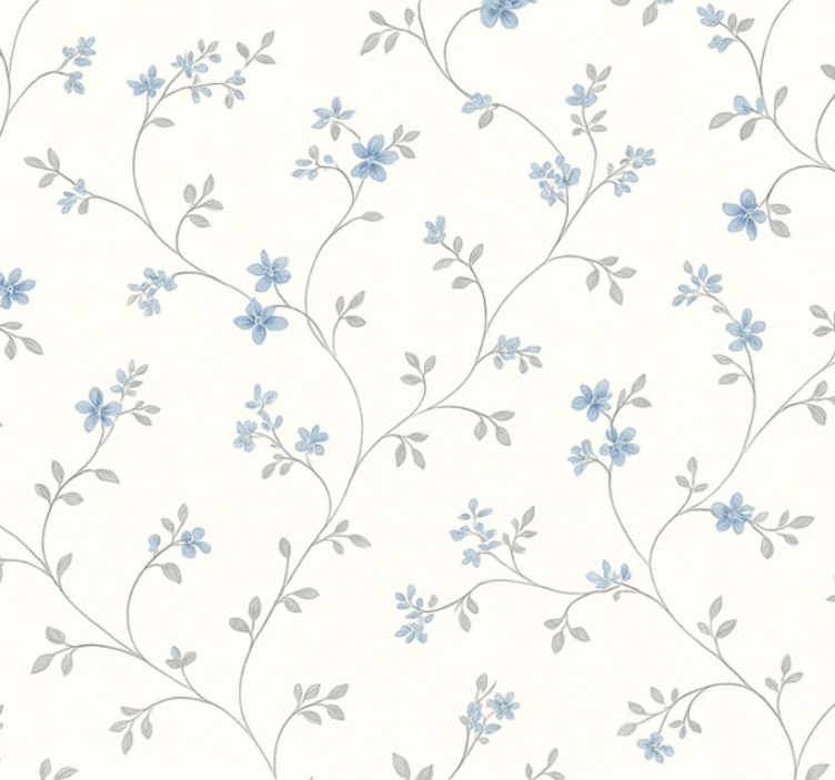 Master bedroom wallpaper classic blue meadow trail - TenStickers