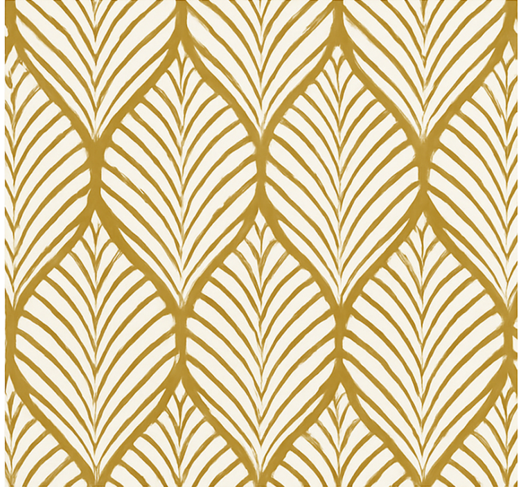 Contemporary wallpaper with golden geometric leaves - TenStickers