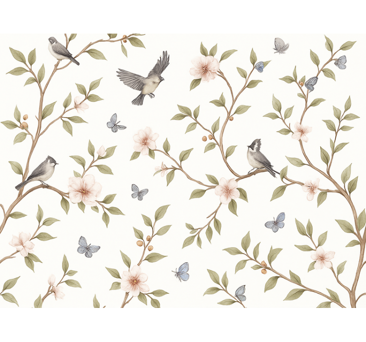 Birds in wallpaper vintage blossom bird - TenStickers