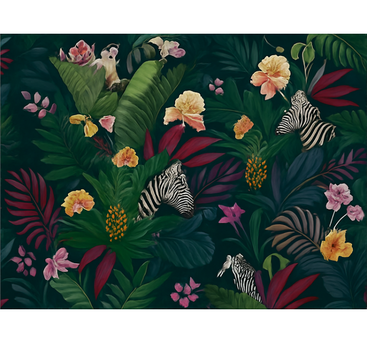 Master bedroom wallpaper colorful tropical design - TenStickers