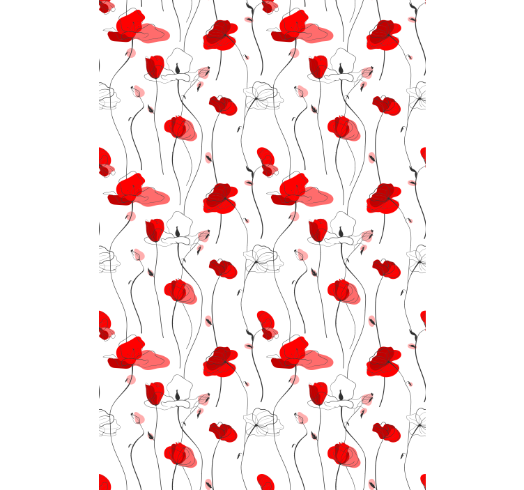 Flowers wallpaper drawing of poppies - TenStickers
