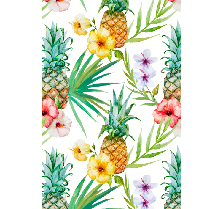 Flowers wallpaper painted pineapple design - TenStickers