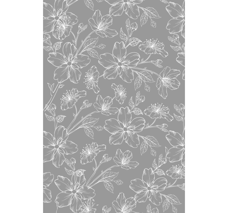 Flowers wallpaper in grey pattern - TenStickers