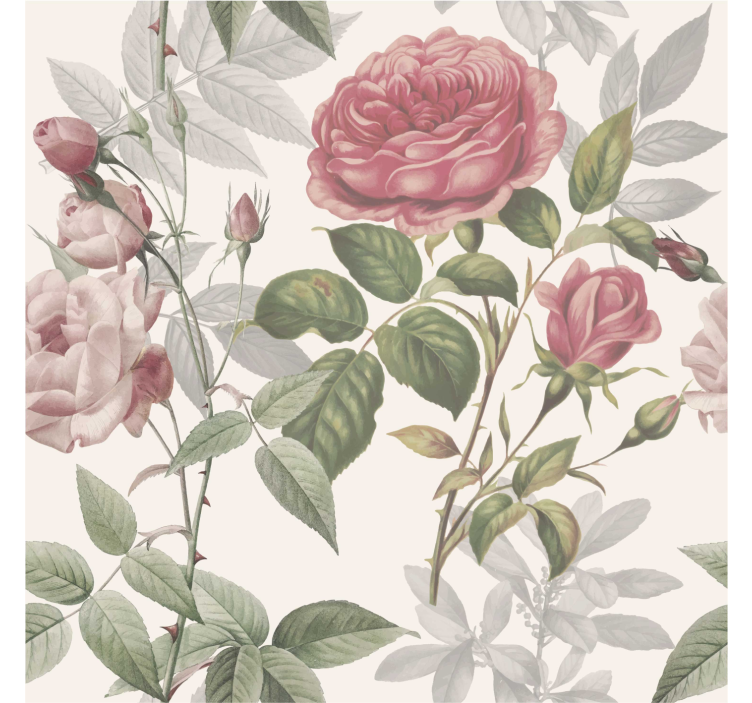 Flowers wallpaper rose pattern - TenStickers