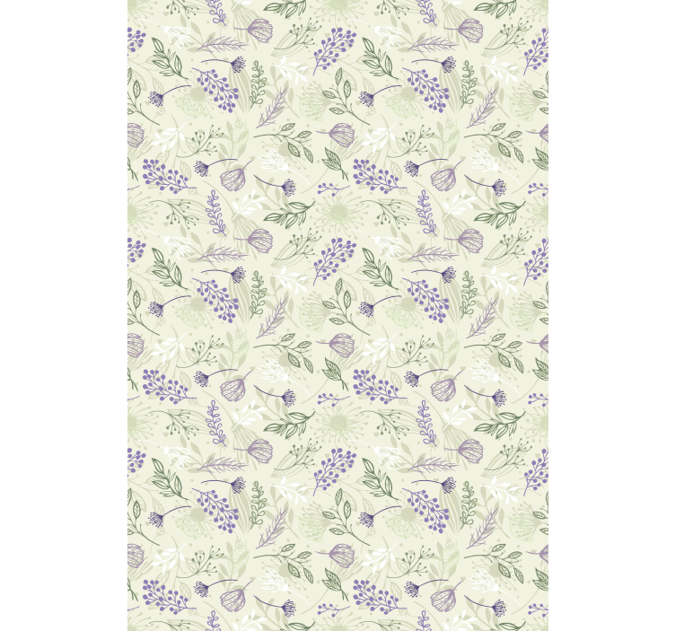 Flowers wallpaper with purple flowers on green - TenStickers
