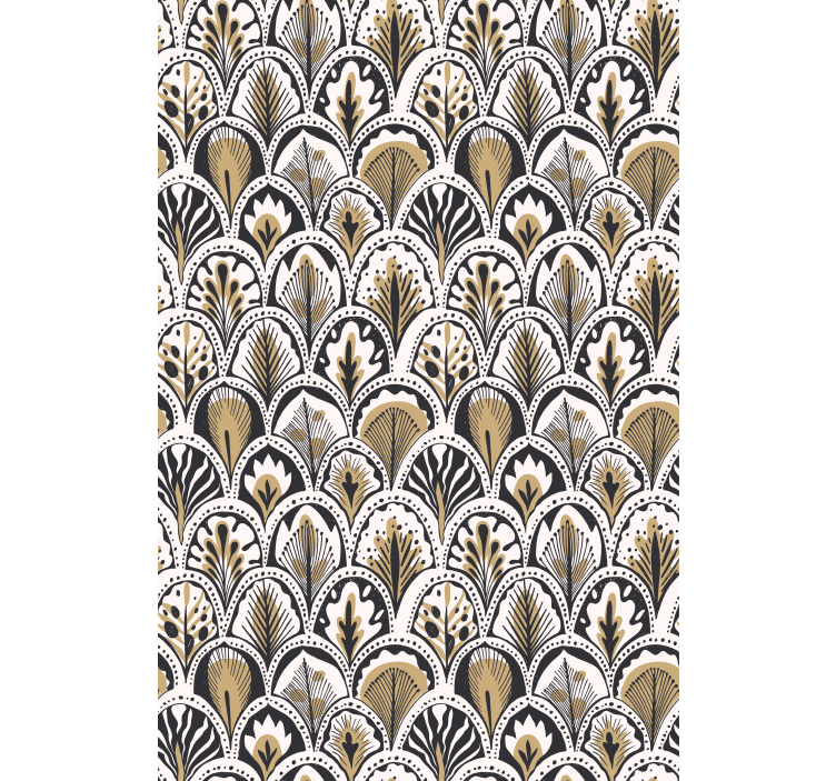 Flowers wallpaper with golden pattern - TenStickers