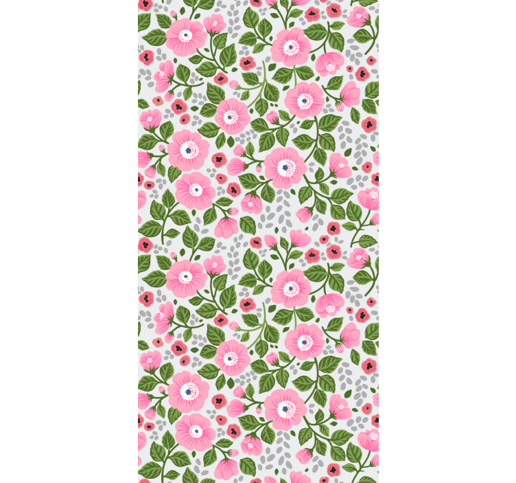 Flowers wallpaper pretty pink flower heads - TenStickers