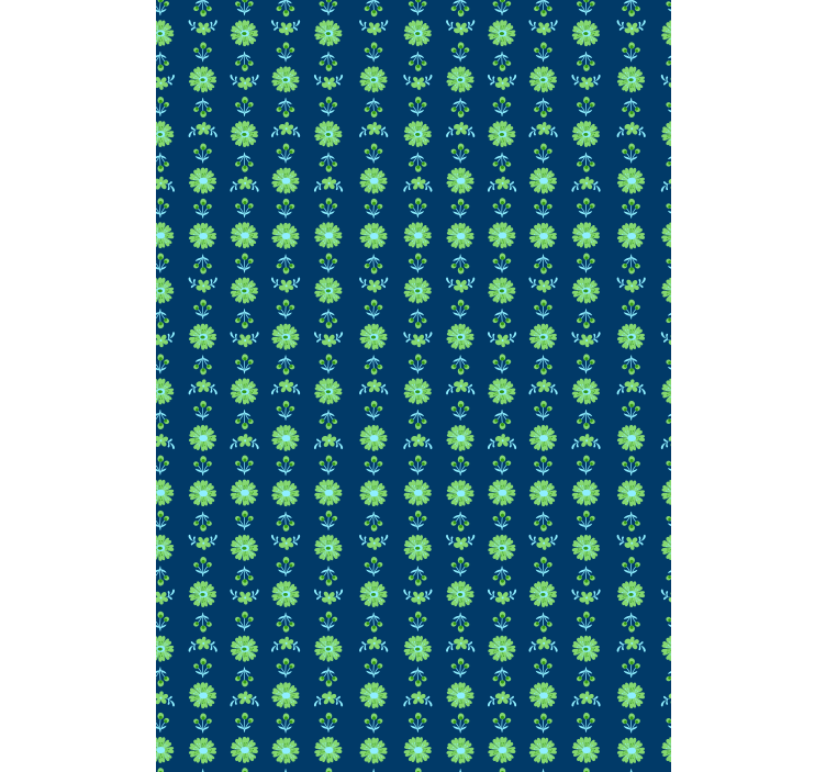 Flowers wallpaper in green and blue polish design - TenStickers