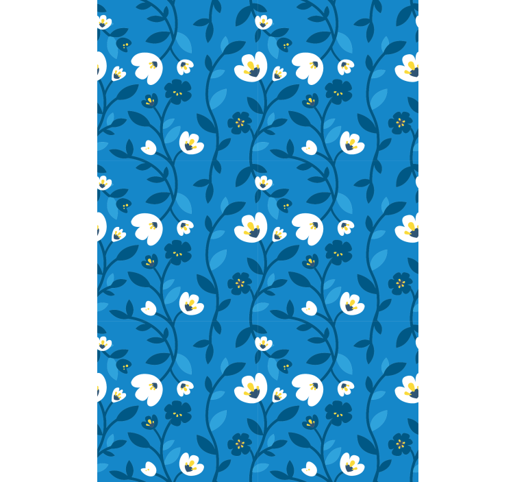 Flowers wallpaper white flowers on blue background - TenStickers