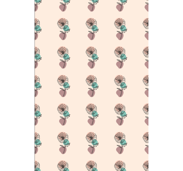 Flowers wallpaper daisy flower nature line art design - TenStickers