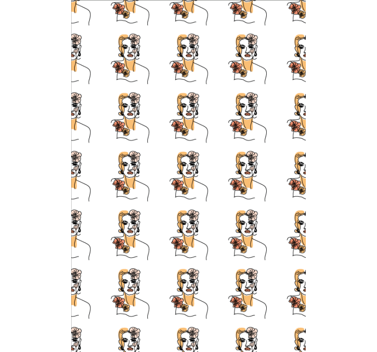 Floral wallpaper minimalist face with orchids - TenStickers