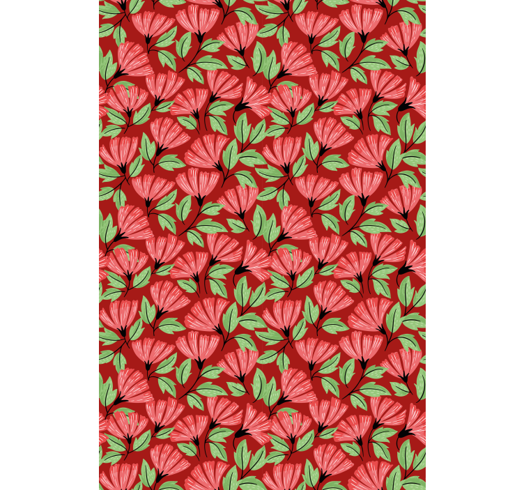 Floral wallpaper vintage red pattern - TenStickers