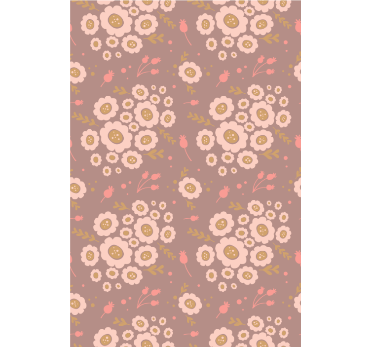 Floral wallpaper in pastel folk art pattern - TenStickers