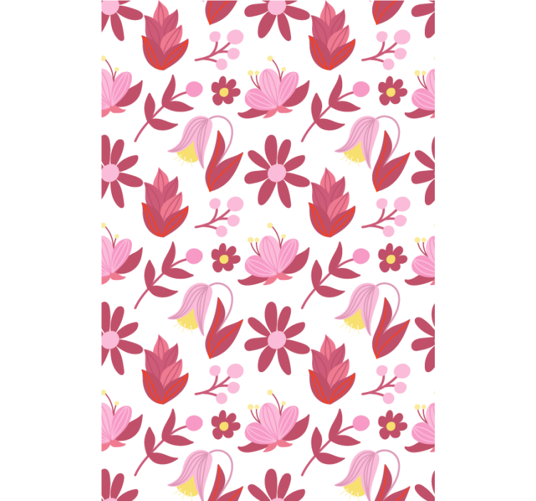Floral wallpaper inspired by polish folk art in red - TenStickers