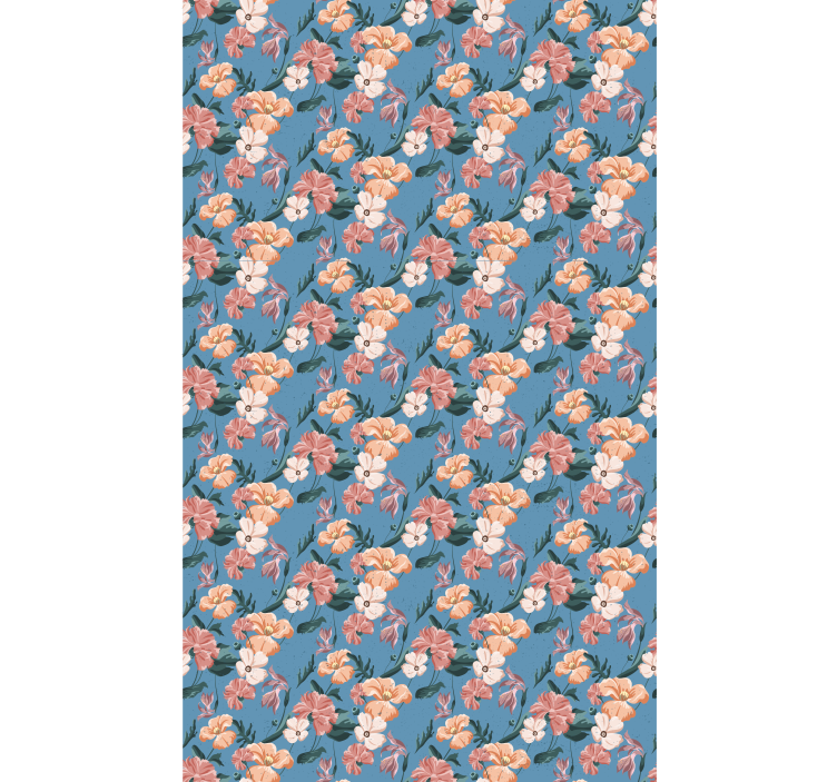 Floral wallpaper flowerprint 'flower jeans' - TenStickers