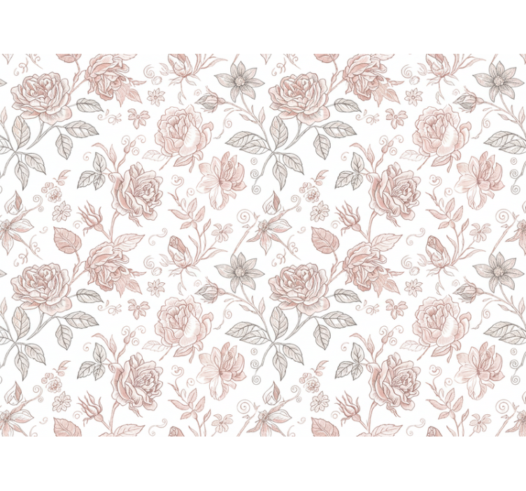 Flowers wallpaper vintage rose illustration - TenStickers