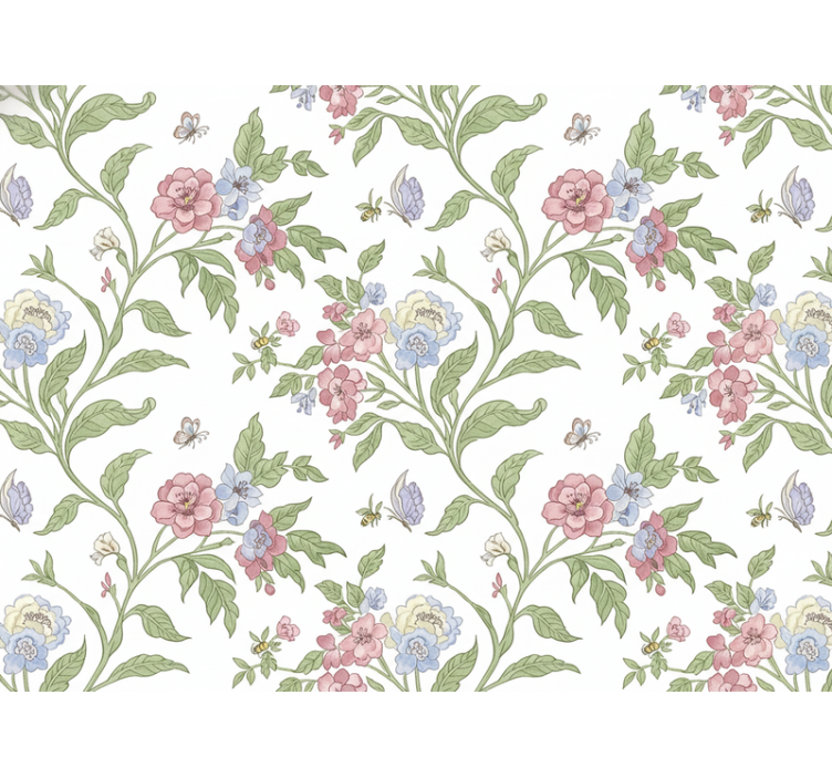 Flowers wallpaper light country house - TenStickers