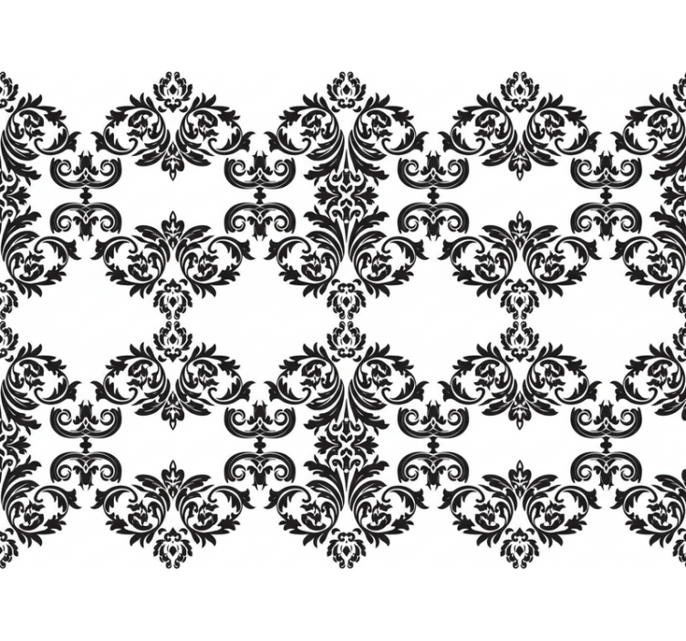 Baroque wallpaper in black damask floral pattern - TenStickers