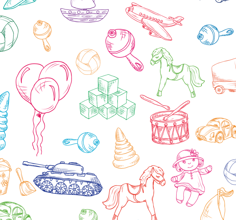 multicolor toys pattern wallpaper childrens room - TenStickers