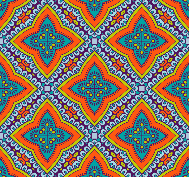 Ornamental Wallpaper colorful oriental style - TenStickers