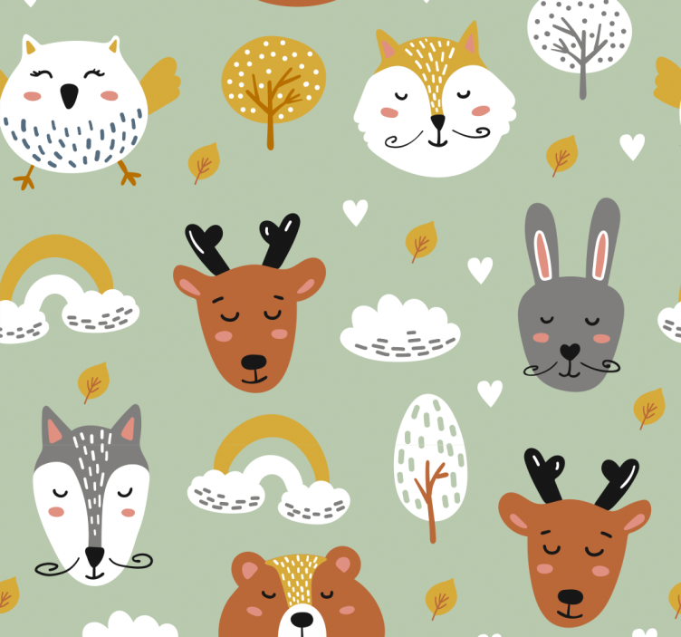 Bedroom Wallpaper animals in nordic style - TenStickers