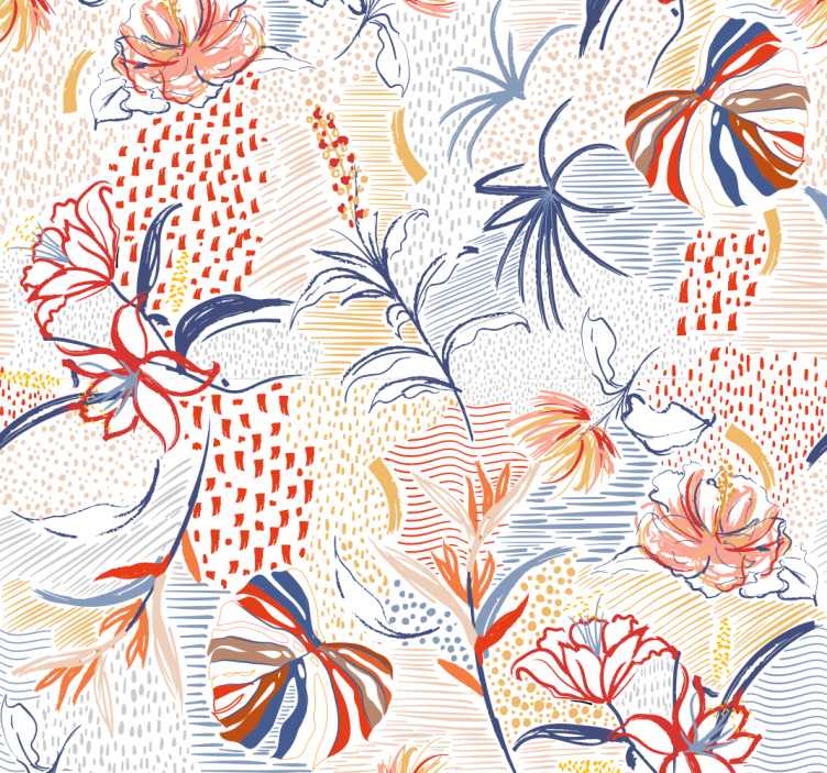 Ornamental and floral pattern Room Wallpaper - TenStickers