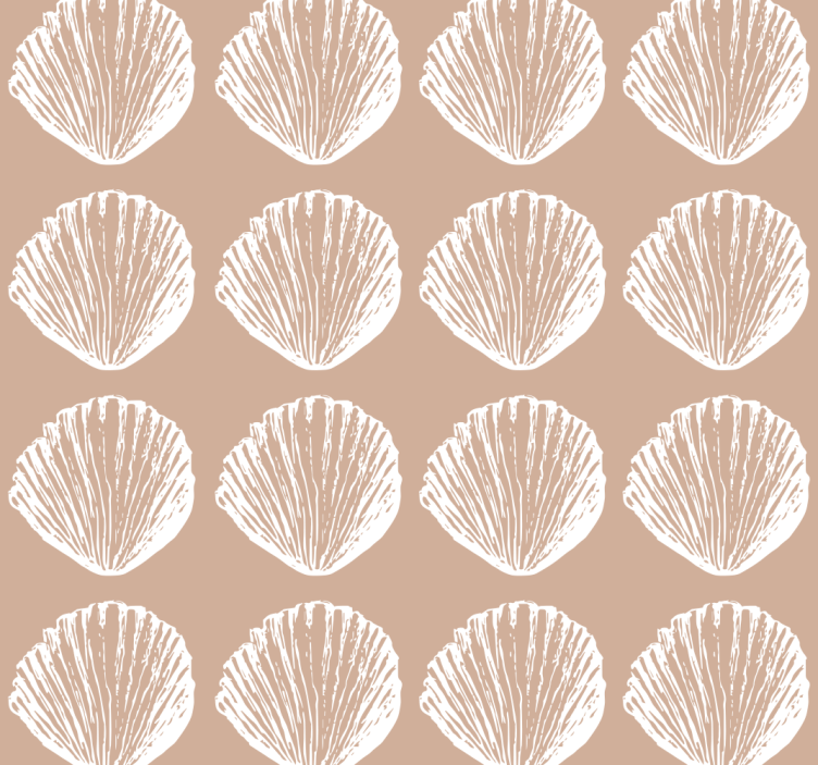 Retro Seashell Pattern beige Shell Wallpaper - TenStickers
