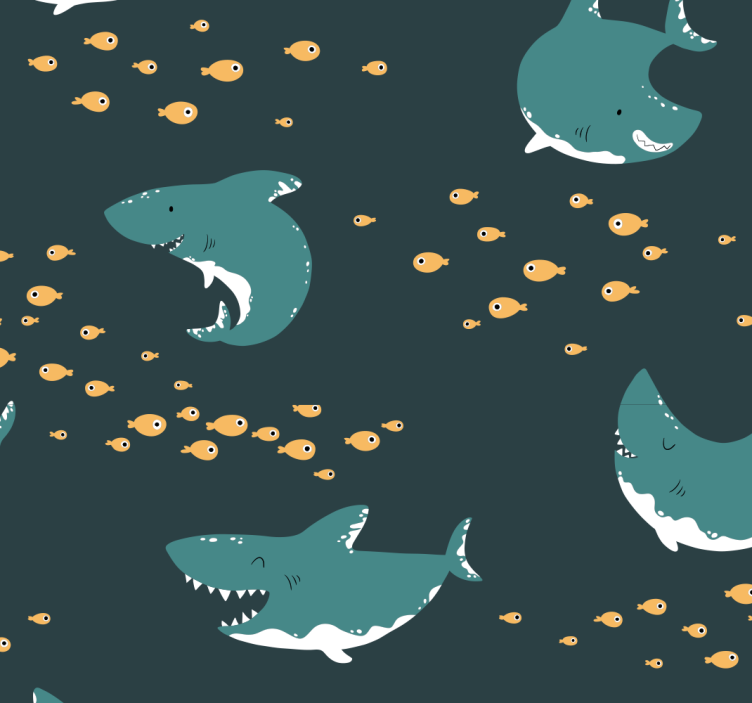 Happy Friendly Sharks wallpaper childrens room - TenStickers