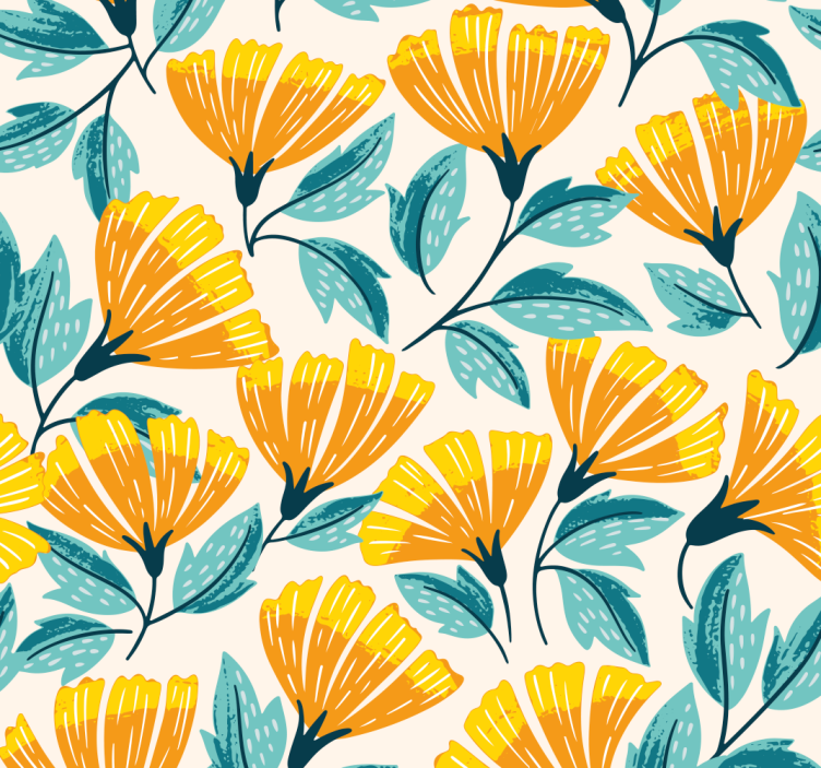 Ginkgo Floral Pattern living area wallpaper - TenStickers