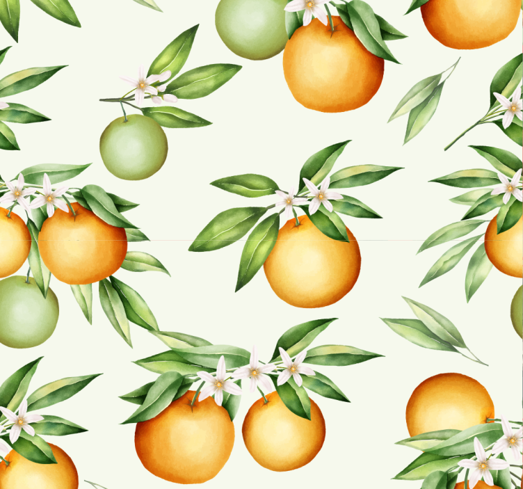 Oranges leaf pattern wallpaper - TenStickers