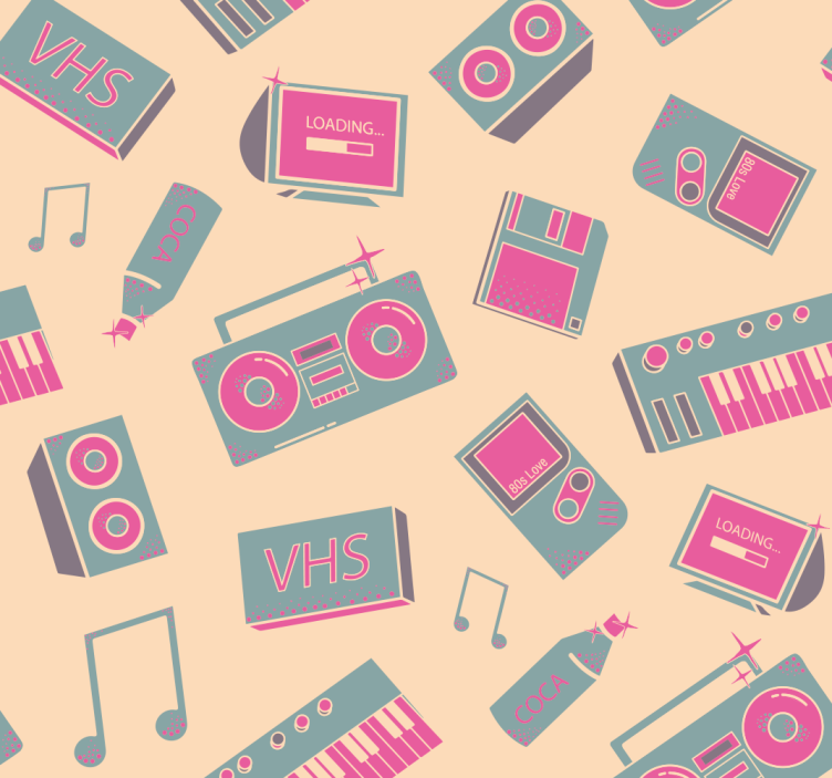 Retro Music Pattern wallpaper vintage - TenStickers