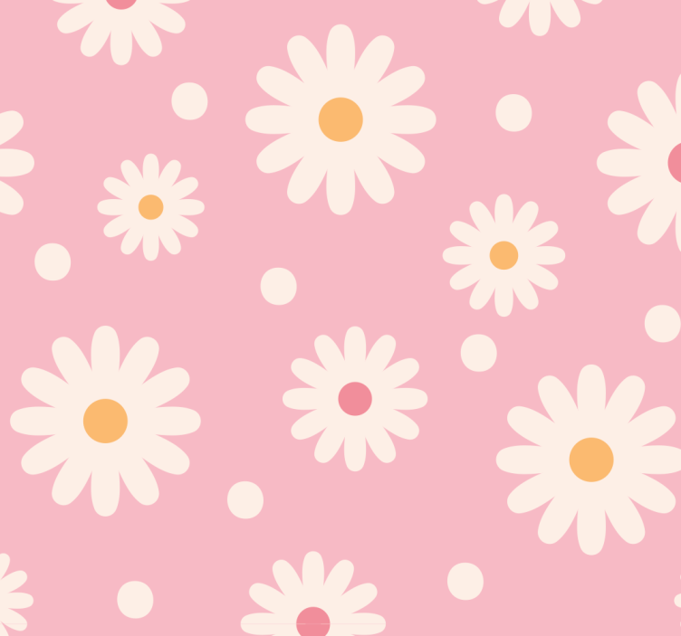 Vintage daisies with pink background wallpaper - TenStickers