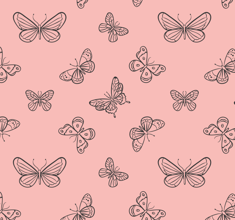 Black and pink butterflies wallpaper - TenStickers