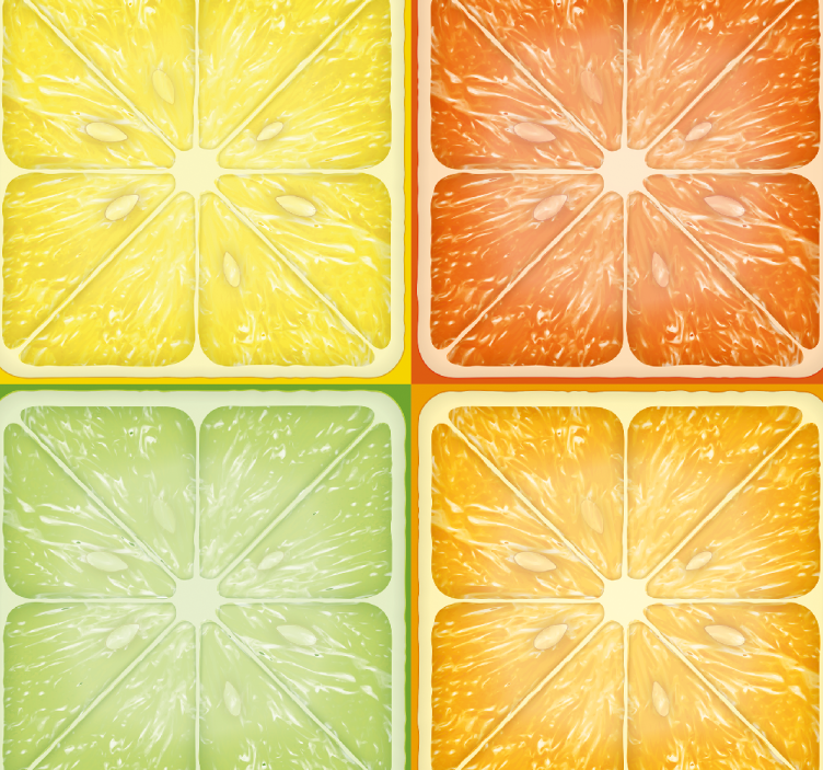 Citrus Squares Kitchen Wallpaper - TenStickers