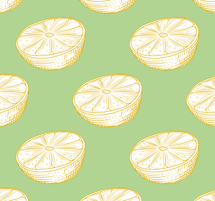 Hand Drawn Yellow Lemon Citrus Wallpaper - TenStickers