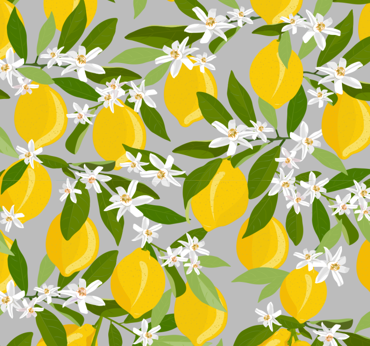Citrus Floral Pattern nature wallpaper - TenStickers
