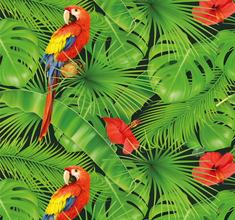 Tropical Parrot Scene parrots wallpaper - TenStickers