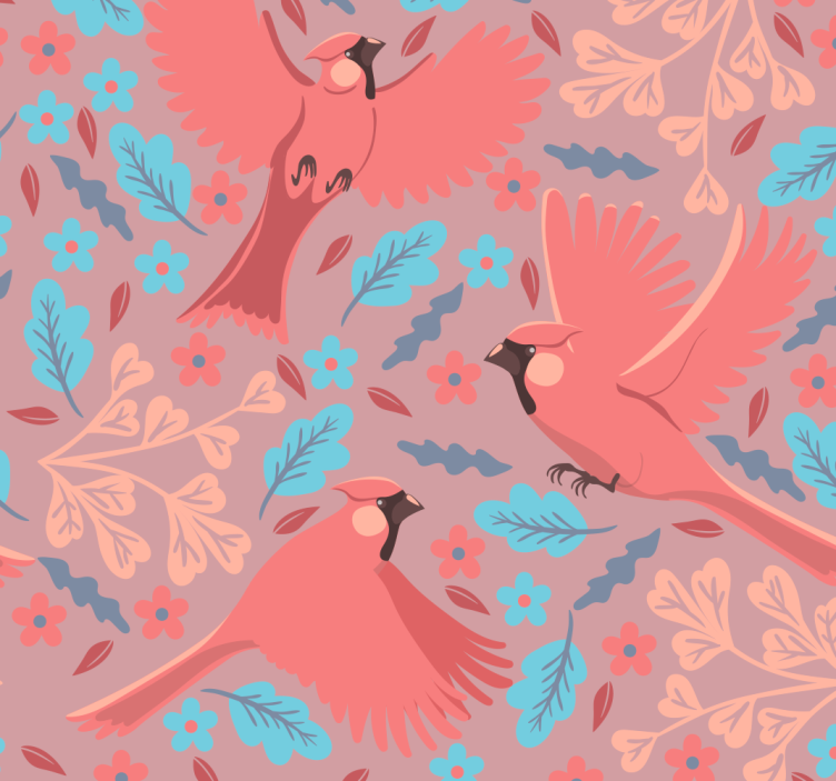 Blush background with birds on tree wallpaper - TenStickers