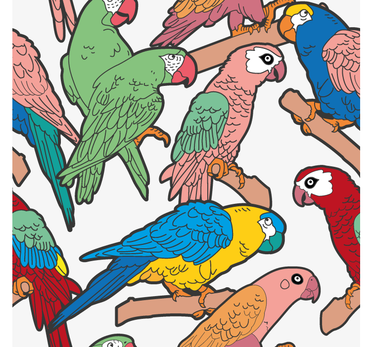Variety of parrots Animal Wallpaper - TenStickers