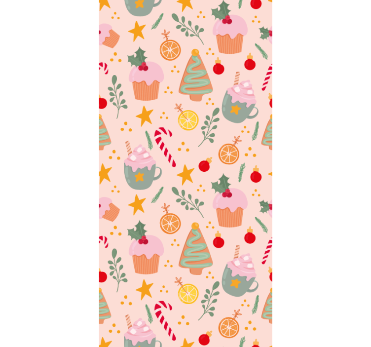 Candy canes and trees Christmas Wallpaper - TenStickers