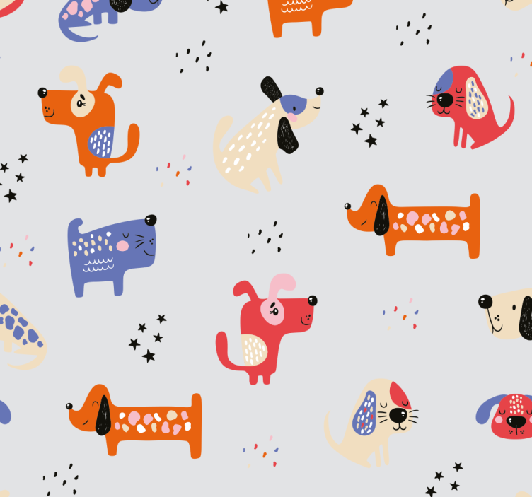 Illustrated dogs Animal wallpaper - TenStickers