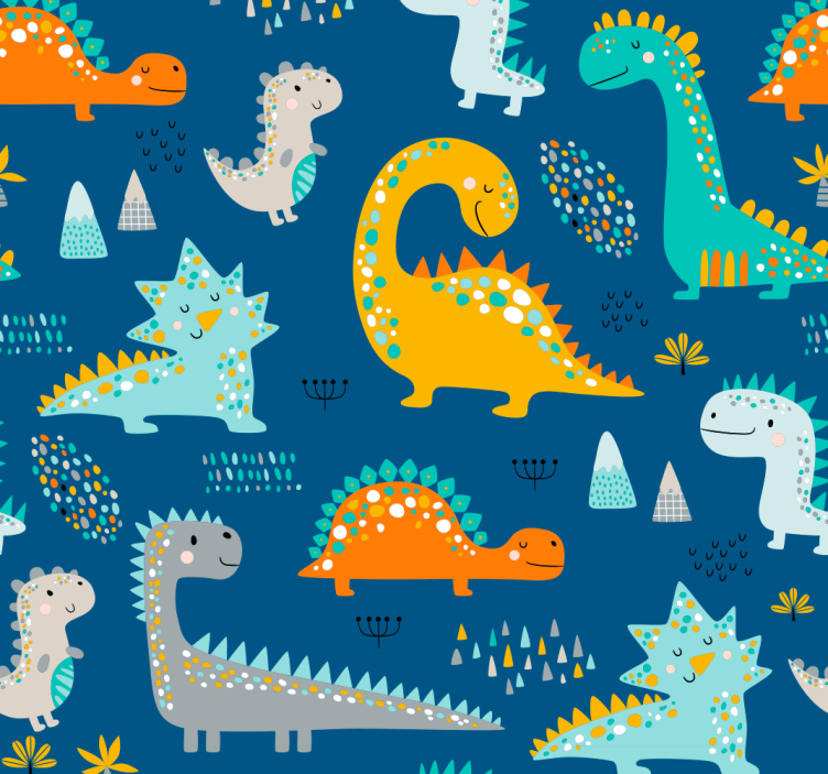 Dinosaurs Pattern dinosaurs wallpaper - TenStickers