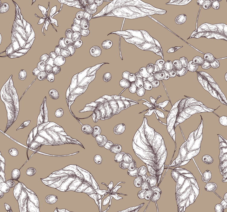Coffee plant pattern modern wallpaper - TenStickers