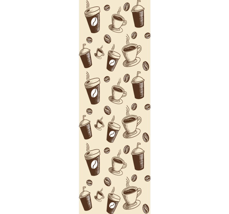 Great pattern with coffee beans mugs wallpaper - TenStickers