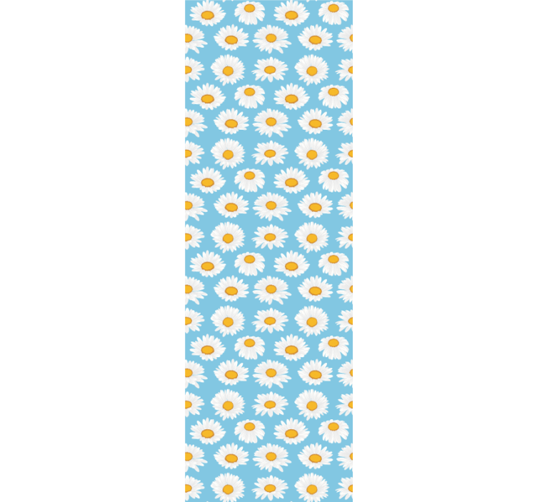 Daisy pattern on blue background wallpaper - TenStickers