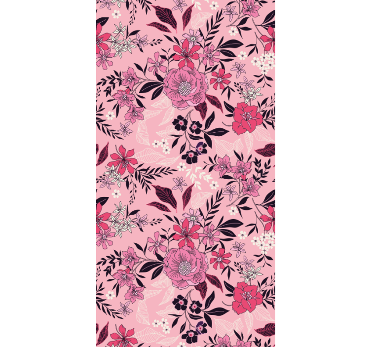 Trendy pink floral pattern flower wallpaper - TenStickers